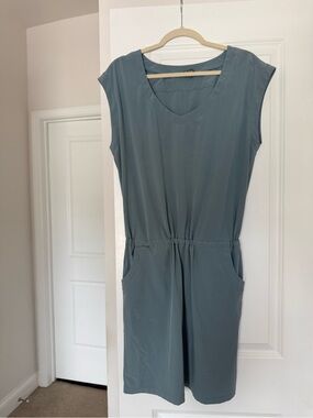Prana Sleeveless V-Neck Dress in Dusty Blue-Green